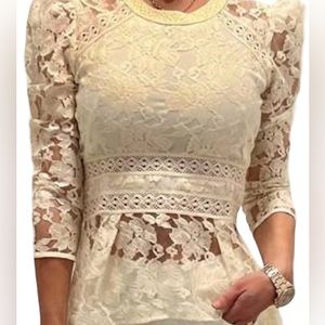 LAMAND Lamand Veronica Lace Blouse Zipper Opening on Back NWT